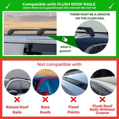 ERKUL 220lbs Roof Rack Cross Bars for Kia NIRO 2023-2025 | Aluminum Crossbars with Anti Theft Lock for Rooftop | Compatible with Flush Rails - Black in Saudi Arabia