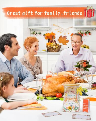 جرة الامتنان - ملاحظات الشكر والتأكيدات الإيجابية التي يمكنك صنعها بنفسك - عد بركاتك - 180 بطاقة كتابة - نشاط عيد الشكر، هدية عيد الميلاد، عيد الميلاد، تذكار العائلة والأصدقاء (نمط ورقي) in Kuwait