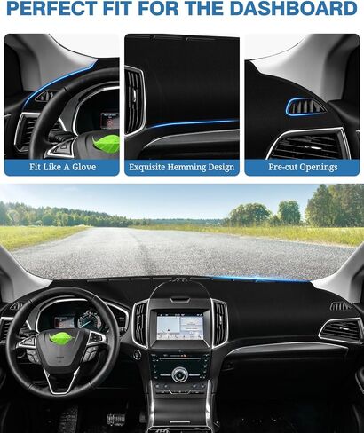 غطاء لوحة أجهزة القياس FIILINES لسيارة Nissan Rogue 2021-2025 (لا يناسب Nissan Rogue Sport/SL/Platinum)، غطاء حصيرة لوحة القيادة واقي من الشمس مضاد للانزلاق بدون وهج أسود in Kuwait