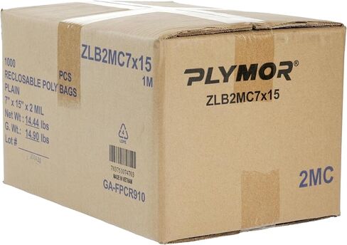 Plymor 7" x 15" (Pack of 100), 2 Mil Zipper Reclosable Plastic Bags in Saudi Arabia