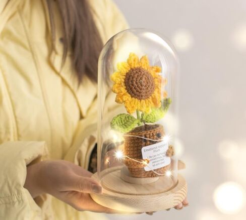 Handmade Crochet Pot Gift – Knitted Potted for Women, Coworkers, Teachers – Cute Graduation, Desk Decor, Unique Yarn Bouquet in Saudi Arabia