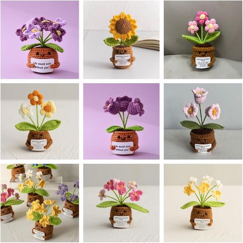 Handmade Crochet Pot Gift – Knitted Potted for Women, Coworkers, Teachers – Cute Graduation, Desk Decor, Unique Yarn Bouquet in Saudi Arabia