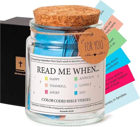 Bible Verse Jar with 90 Pcs Colored Bible Verse, Read Me When Jar for Birthday Gift, Mothers Day Gift for Mom, Christian Graduation Gifts for Women Men Dad Friend in Saudi Arabia