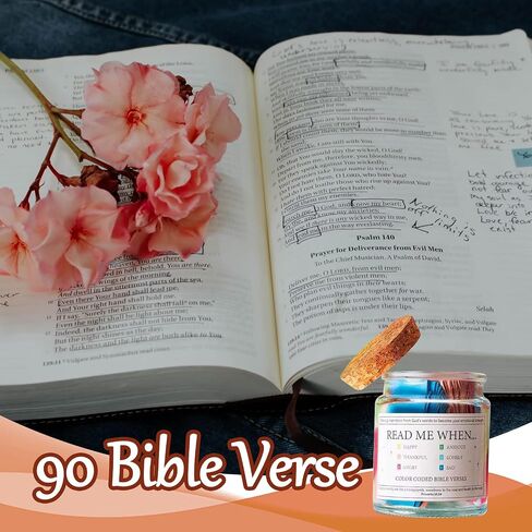 Bible Verse Jar with 90 Pcs Colored Bible Verse, Read Me When Jar for Birthday Gift, Mothers Day Gift for Mom, Christian Graduation Gifts for Women Men Dad Friend in Saudi Arabia