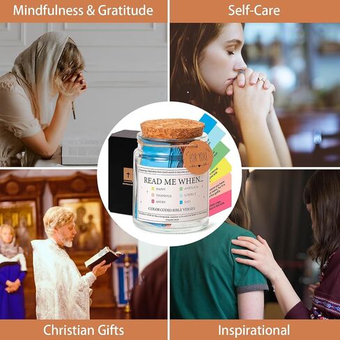 Bible Verse Jar with 90 Pcs Colored Bible Verse, Read Me When Jar for Birthday Gift, Mothers Day Gift for Mom, Christian Graduation Gifts for Women Men Dad Friend in Saudi Arabia