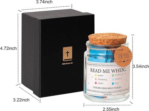 Bible Verse Jar with 90 Pcs Colored Bible Verse, Read Me When Jar for Birthday Gift, Mothers Day Gift for Mom, Christian Graduation Gifts for Women Men Dad Friend in Saudi Arabia