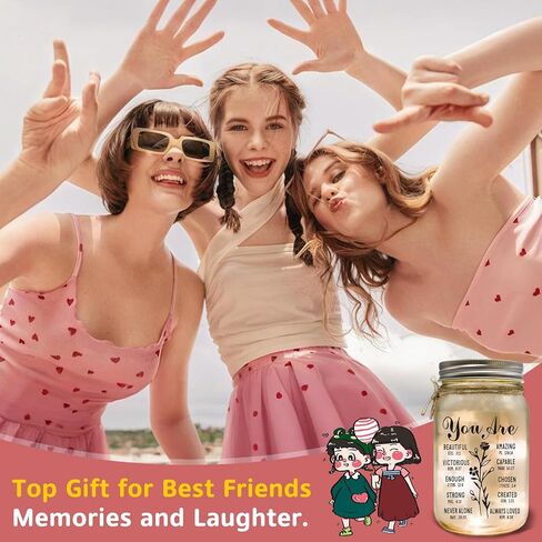 مرطبانات ماسون للصداقة من TOPMELON، ضوء ليلي - أفضل صديق، ابنة، هدية عيد ميلاد للأطفال - هدايا عاطفية للنساء in Kuwait