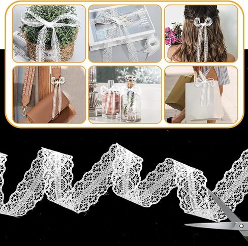 2 Pairs White Lace Ribbon Shoelaces for Women Sneakers, 49 Inch Flat Ribbon Lace Shoe Laces, Fancy Hollow White Laces Decorative Shoelaces for Women, Girls, Sneaker Shoe Strings in Saudi Arabia