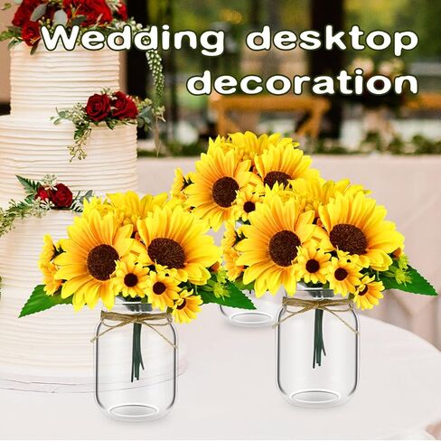 6 Set Centerpiece Table Decorations Mason Jar Table Centerpiece with Flower Mason Jar Wedding Centerpieces Vases Decor for Reception Engagement Party Bridal Shower (White Rose) in Saudi Arabia