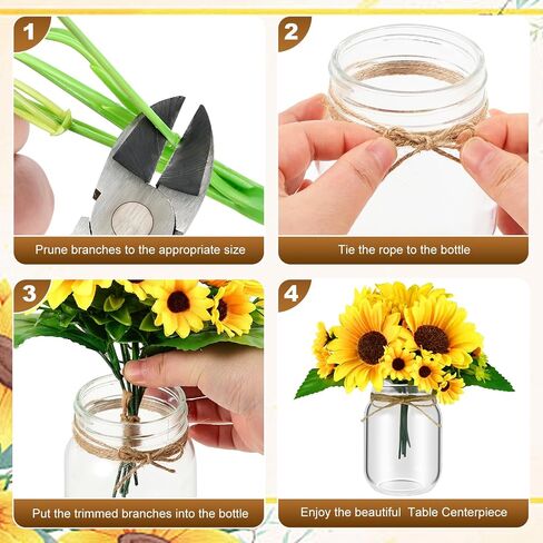 6 Set Centerpiece Table Decorations Mason Jar Table Centerpiece with Flower Mason Jar Wedding Centerpieces Vases Decor for Reception Engagement Party Bridal Shower (White Rose) in Saudi Arabia