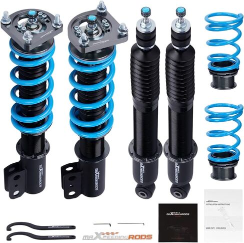 maxpeedingrods Coilover لـ Ford Mustang 1994-2004، طقم تعليق كويلوفيرز قابل للتعديل بـ 24 مستوى، دعامات امتصاص الصدمات قابلة للتعديل، مجموعة خفض مطورة T6 بمقدار 1-3 بوصة أزرق in Saudi Arabia