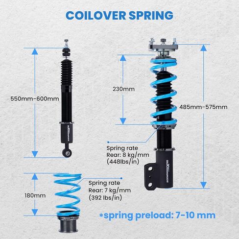 maxpeedingrods Coilover لـ Ford Mustang 1994-2004، طقم تعليق كويلوفيرز قابل للتعديل بـ 24 مستوى، دعامات امتصاص الصدمات قابلة للتعديل، مجموعة خفض مطورة T6 بمقدار 1-3 بوصة أزرق in Saudi Arabia