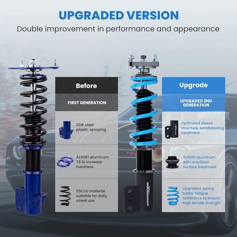 maxpeedingrods Coilover لـ Ford Mustang 1994-2004، طقم تعليق كويلوفيرز قابل للتعديل بـ 24 مستوى، دعامات امتصاص الصدمات قابلة للتعديل، مجموعة خفض مطورة T6 بمقدار 1-3 بوصة أزرق in Saudi Arabia
