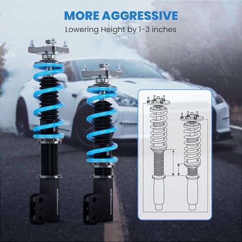 maxpeedingrods Coilover لـ Ford Mustang 1994-2004، طقم تعليق كويلوفيرز قابل للتعديل بـ 24 مستوى، دعامات امتصاص الصدمات قابلة للتعديل، مجموعة خفض مطورة T6 بمقدار 1-3 بوصة أزرق in Saudi Arabia