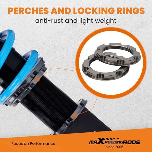 maxpeedingrods Coilover لـ Ford Mustang 1994-2004، طقم تعليق كويلوفيرز قابل للتعديل بـ 24 مستوى، دعامات امتصاص الصدمات قابلة للتعديل، مجموعة خفض مطورة T6 بمقدار 1-3 بوصة أزرق in Saudi Arabia