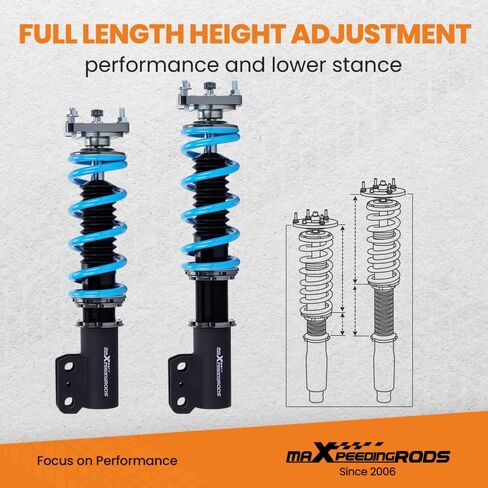 maxpeedingrods Coilover لـ Ford Mustang 1994-2004، طقم تعليق كويلوفيرز قابل للتعديل بـ 24 مستوى، دعامات امتصاص الصدمات قابلة للتعديل، مجموعة خفض مطورة T6 بمقدار 1-3 بوصة أزرق in Saudi Arabia