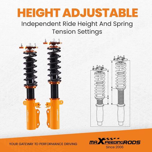 maxpeedingrods Coilovers لسيارة Toyota Camry 1992-2001، لسيارة Lexus ES300 1992-2001، لسيارة Toyota Avalon 1995-2003، طقم تعليق Coilovers قابل للتعديل، طقم خفض التخميد مسبقًا ذهبي in Saudi Arabia