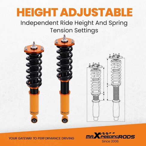 maXpeedingrods Coilovers for Lexus IS300 2000-2005, for Lexus IS200 1999-2005, 24 Levels Damping Adjustable Coilovers Suspension Kit, Height Adjustable Shock Absorber Struts, Lowering Kit Gold in Saudi Arabia