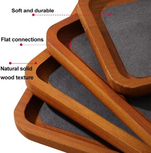 Wooden Jewelry Display Tray Rounded Rectangle Ring Showcase Stackable Elegant Bracelet Watch Jewelry Organizer for Personal Use and Commerce (Old Lace, Small-W 3.9'' x H 0.6'' x L 3.9'') in Saudi Arabia