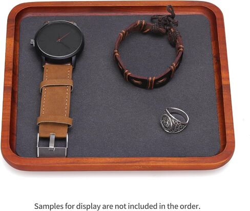 Wooden Jewelry Display Tray Rounded Rectangle Ring Showcase Stackable Elegant Bracelet Watch Jewelry Organizer for Personal Use and Commerce (Old Lace, Small-W 3.9'' x H 0.6'' x L 3.9'') in Saudi Arabia