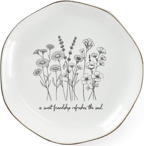 A Sweet Friendship Refreshes The Soul Ring Dish – Gifts for Women, Ceramic Jewelry Tray for Birthday, Bridesmaid, BFF, Inspirational Trinket Holder in Saudi Arabia