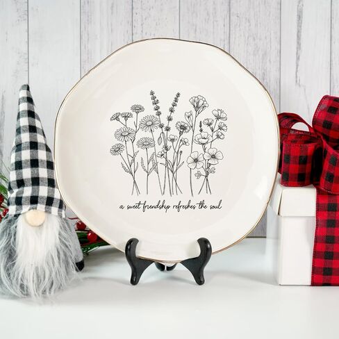 A Sweet Friendship Refreshes The Soul Ring Dish – Gifts for Women, Ceramic Jewelry Tray for Birthday, Bridesmaid, BFF, Inspirational Trinket Holder in Saudi Arabia