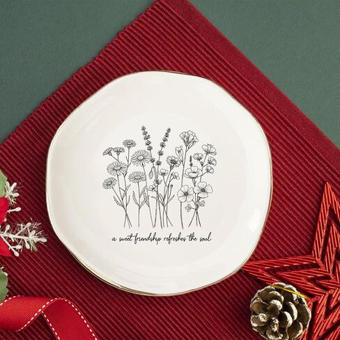 A Sweet Friendship Refreshes The Soul Ring Dish – Gifts for Women, Ceramic Jewelry Tray for Birthday, Bridesmaid, BFF, Inspirational Trinket Holder in Saudi Arabia