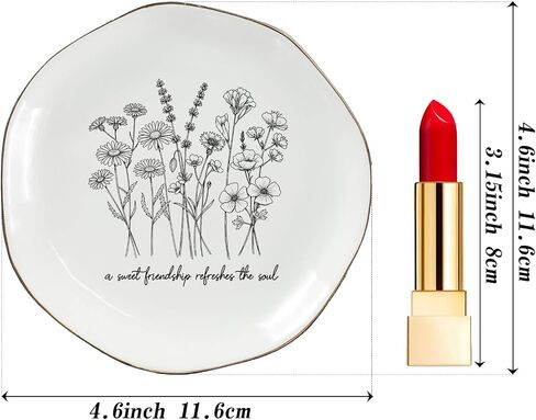 A Sweet Friendship Refreshes The Soul Ring Dish – Gifts for Women, Ceramic Jewelry Tray for Birthday, Bridesmaid, BFF, Inspirational Trinket Holder in Saudi Arabia