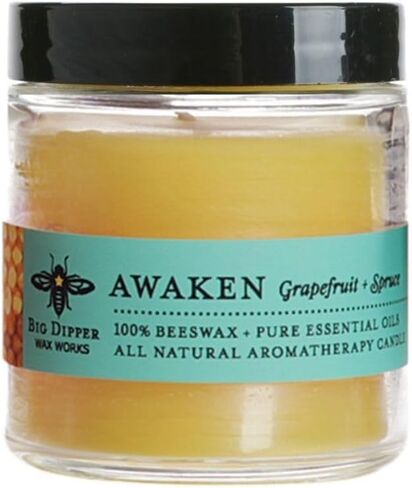 Big Dipper Wax Works Beeswax Aromatherapy Candle, Balance, Apothecary Glass, Peppermint & Lavender Scented, 25-Hour Burn, Pure Essential Oils, 2" x 2.5" in Kuwait