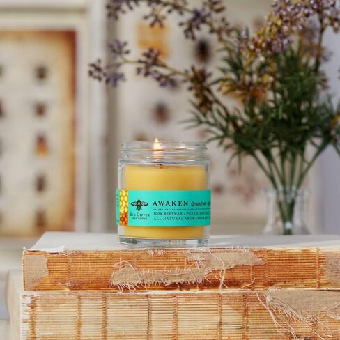 Big Dipper Wax Works Beeswax Aromatherapy Candle, Balance, Apothecary Glass, Peppermint & Lavender Scented, 25-Hour Burn, Pure Essential Oils, 2" x 2.5" in Kuwait