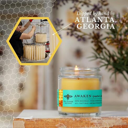 Big Dipper Wax Works Beeswax Aromatherapy Candle, Balance, Apothecary Glass, Peppermint & Lavender Scented, 25-Hour Burn, Pure Essential Oils, 2" x 2.5" in Kuwait