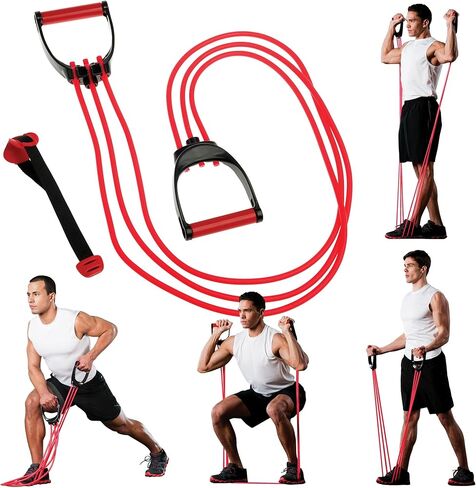 أربطة تمرين نظام كابل المقاومة Lifeline TNT بوزن 120 رطلاً قابلة للتعديل بالكامل مع مقابض ومرساة للباب باللون الوردي in Kuwait