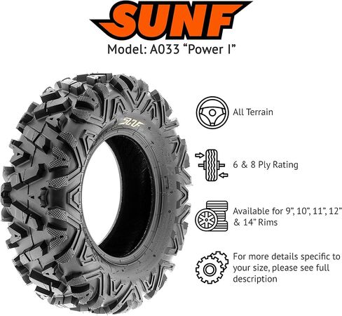 SunF 24x8-12 25x11-10 All Terrain Tires ATV UTV 6 PR POWER I A033 - BUNDLE in Saudi Arabia