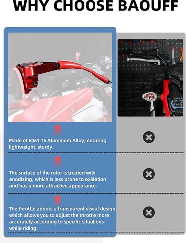 Motorcycle Throttle Grip with 51.18" Cable,7/8" 22mm CNC Aluminum Quick Twister Assembly Universal for Dirt Mini Pit Bike 49CC-125CC CRF XR KX YZ TTR DRZ SSR 50 60 70 80 85 100 110 125-Red in Saudi Arabia