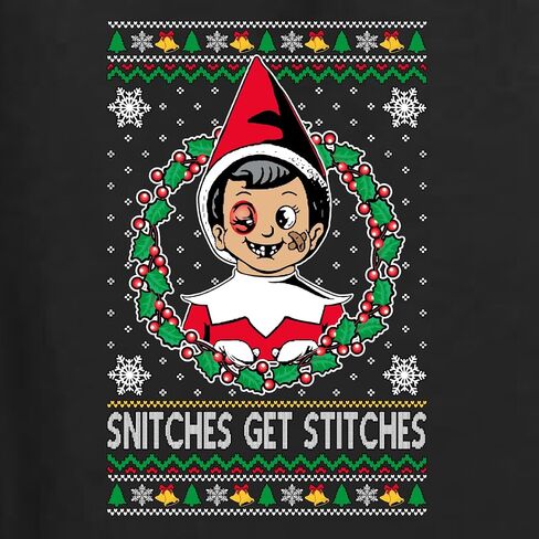 Wild Bobby Snitches Get Stitches Elf On A Ugly Christmas Sweater Unisex Crewneck Sweatshirt in Saudi Arabia