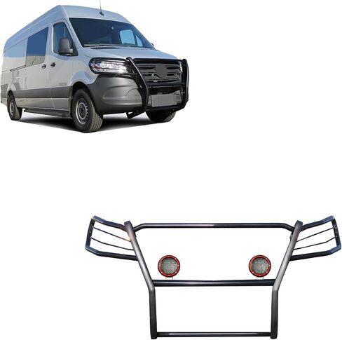 Black Horse Grille brush Bumper Guard Modular Bk Come W/ Pair of 5.3"LED Light Compatible with 19-25-Benz Sprinter 1500/2500/3500/3500XD|19-25 Freightliner Sprinter 1500/2500/3500/3500XD-17D503MA-PLFR in Saudi Arabia