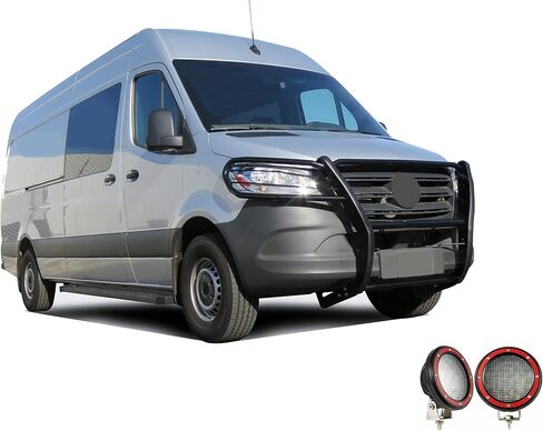 Black Horse Grille brush Bumper Guard Modular Bk Come W/ Pair of 5.3"LED Light Compatible with 19-25-Benz Sprinter 1500/2500/3500/3500XD|19-25 Freightliner Sprinter 1500/2500/3500/3500XD-17D503MA-PLFR in Saudi Arabia