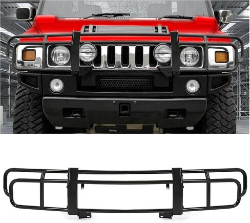 HECASA Brush Guard Compatible with 2003-2009 Hummer H2 Front Bumper Bull Bar Grill Grille Guard Frame Black Steel Powder Coated in Saudi Arabia