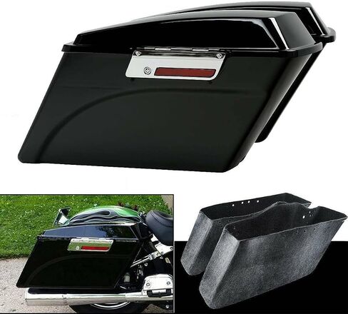 XMT-MOTO Hard Saddlebags Saddle bags W/Lid Latch Key for Harley Davidson 1994-2013 Touring, road king, ultra, street glide, electra glide and 1984-2017 Softail,Gloss Black in Saudi Arabia