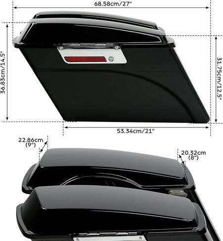 XMT-MOTO Hard Saddlebags Saddle bags W/Lid Latch Key for Harley Davidson 1994-2013 Touring, road king, ultra, street glide, electra glide and 1984-2017 Softail,Gloss Black in Saudi Arabia