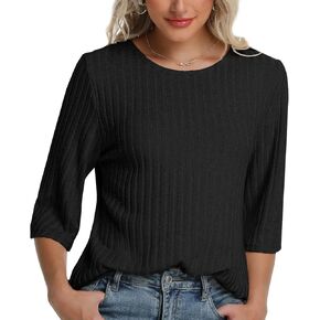 Women Fall Outfits Sweaters Tunic Tops Loose Fit Dressy 3/4 Sleeve Crew Neck Business Casual Blouses Shirts 2025 in Saudi Arabia