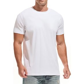 Men's Heavyweight T-Shirts 220GSM,Cotton t Shirt Plain Crew Neck Short Sleeve Tees for Gym Workout & Casual Wear in Saudi Arabia