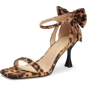Carcuume Women's Square Toe Heels Bow Tie Ankle Strap Heel Sandals Open Toe Wedding Shoes in Kuwait
