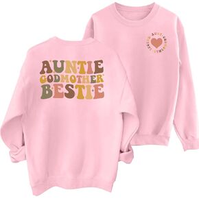 Auntie Sweatshirt for Women Godmother Bestie Long Sleeve Godmama Shirts Aunt Top Casual Loose Outfits in Saudi Arabia