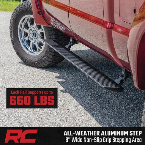 Rough Country Power Running Boards with LED Step Lights for Ford F-250/F-350 Super Duty (2008-2016) Crew Cab- Retractable Electric Side Steps, Non-Slip Aluminum Design in Saudi Arabia