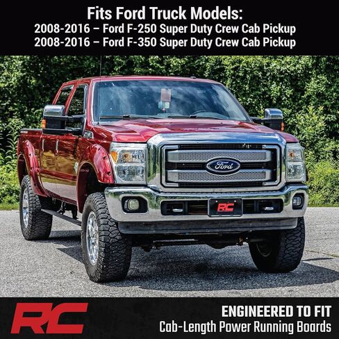 Rough Country Power Running Boards with LED Step Lights for Ford F-250/F-350 Super Duty (2008-2016) Crew Cab- Retractable Electric Side Steps, Non-Slip Aluminum Design in Saudi Arabia