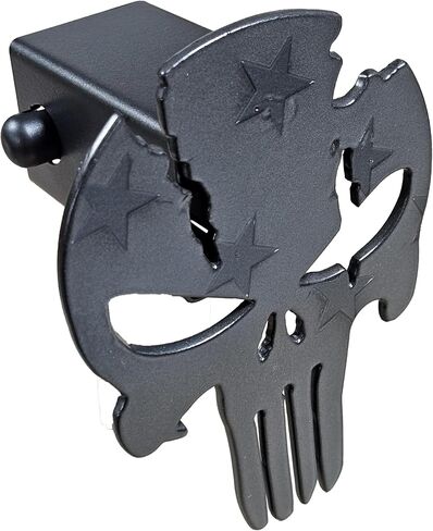 غطاء وصلة وصلة مقطورة من الفولاذ المكسور على شكل جمجمة Punisher، أسود غير لامع مع نجوم، دبوس سريع الفك، ملحق سيارة مزخرف in Kuwait