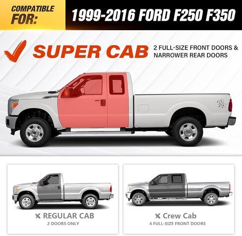 لوحات تشغيل الكابينة المزدوجة متوافقة مع 2007-2021 Toyota Tundra خطوات جانبية ممتدة للكابينة (بابان خلفيان بنصف الحجم)، قضبان خطوة Nerf Bar، تصميم من الصلب شديد التحمل بدرجين (أسود) in Saudi Arabia