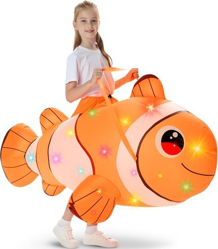 Kids Inflatable Costume Halloween Blow up Animal Costumes with LED Light Riding on Costume for Cosplay Girls Boys in Saudi Arabia