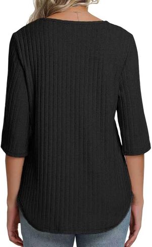 Women Fall Outfits Sweaters Tunic Tops Loose Fit Dressy 3/4 Sleeve Crew Neck Business Casual Blouses Shirts 2025 in Saudi Arabia